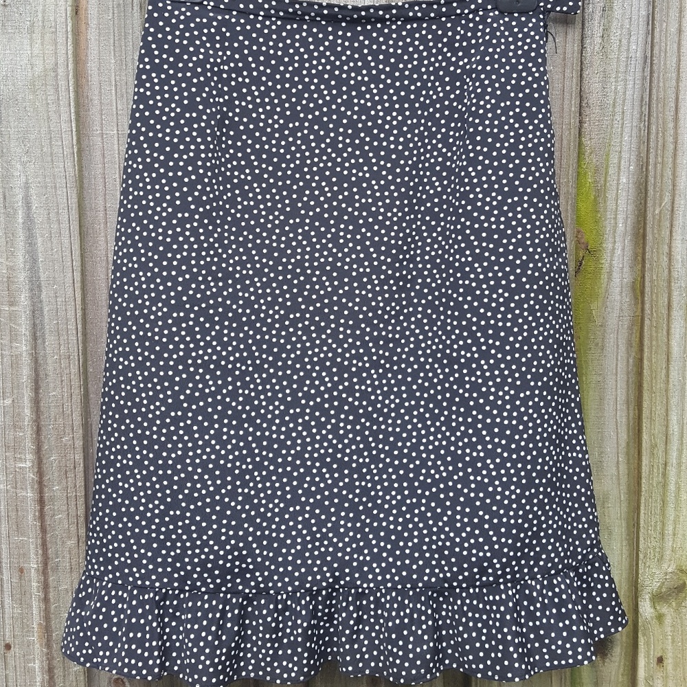 Black and White Polk Dot Mid Length Trumpet Skirt - Picture 5 of 8